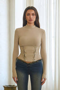 Soft Ribbed Mock Neck Top