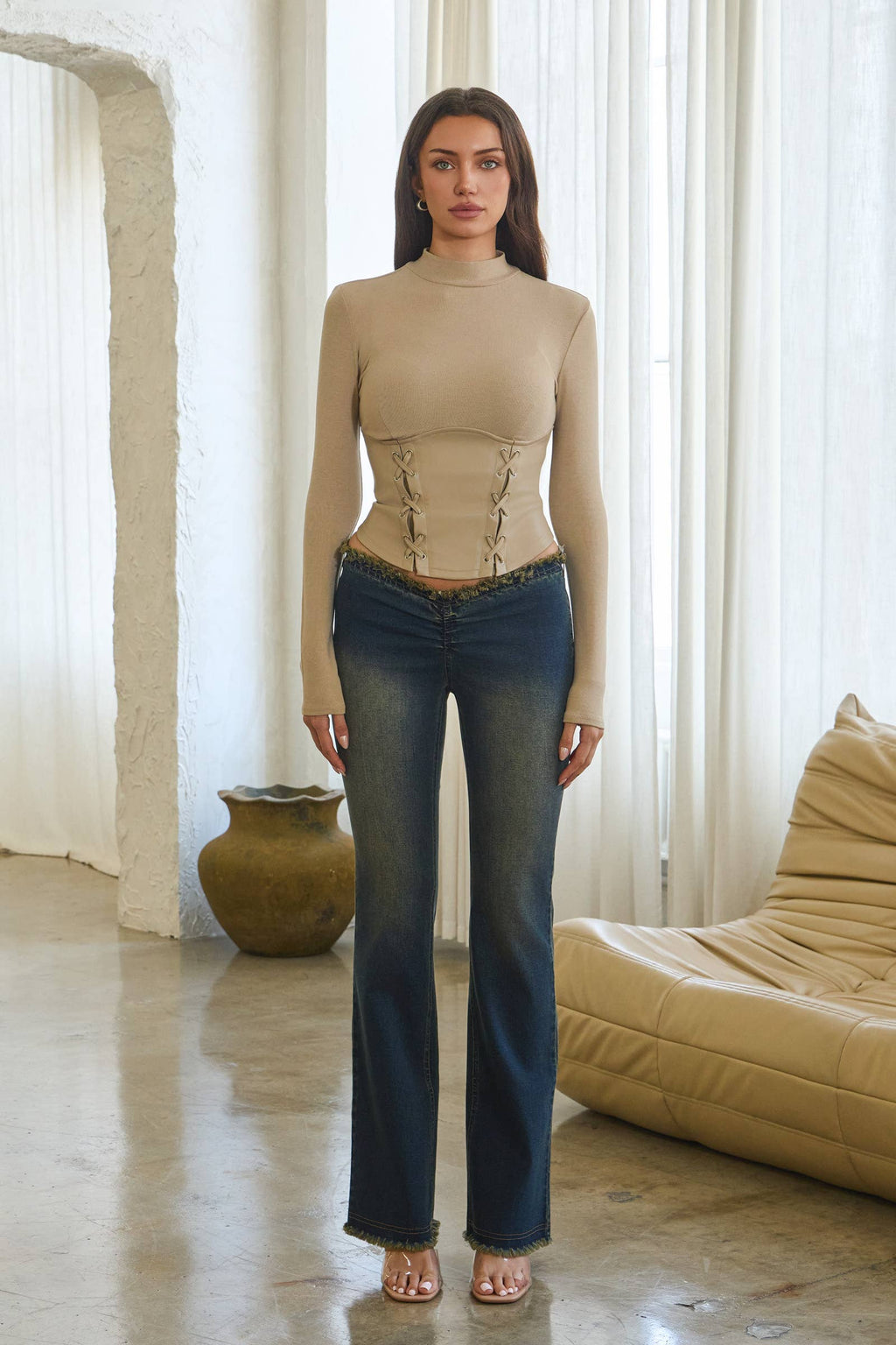 Soft Ribbed Mock Neck Top