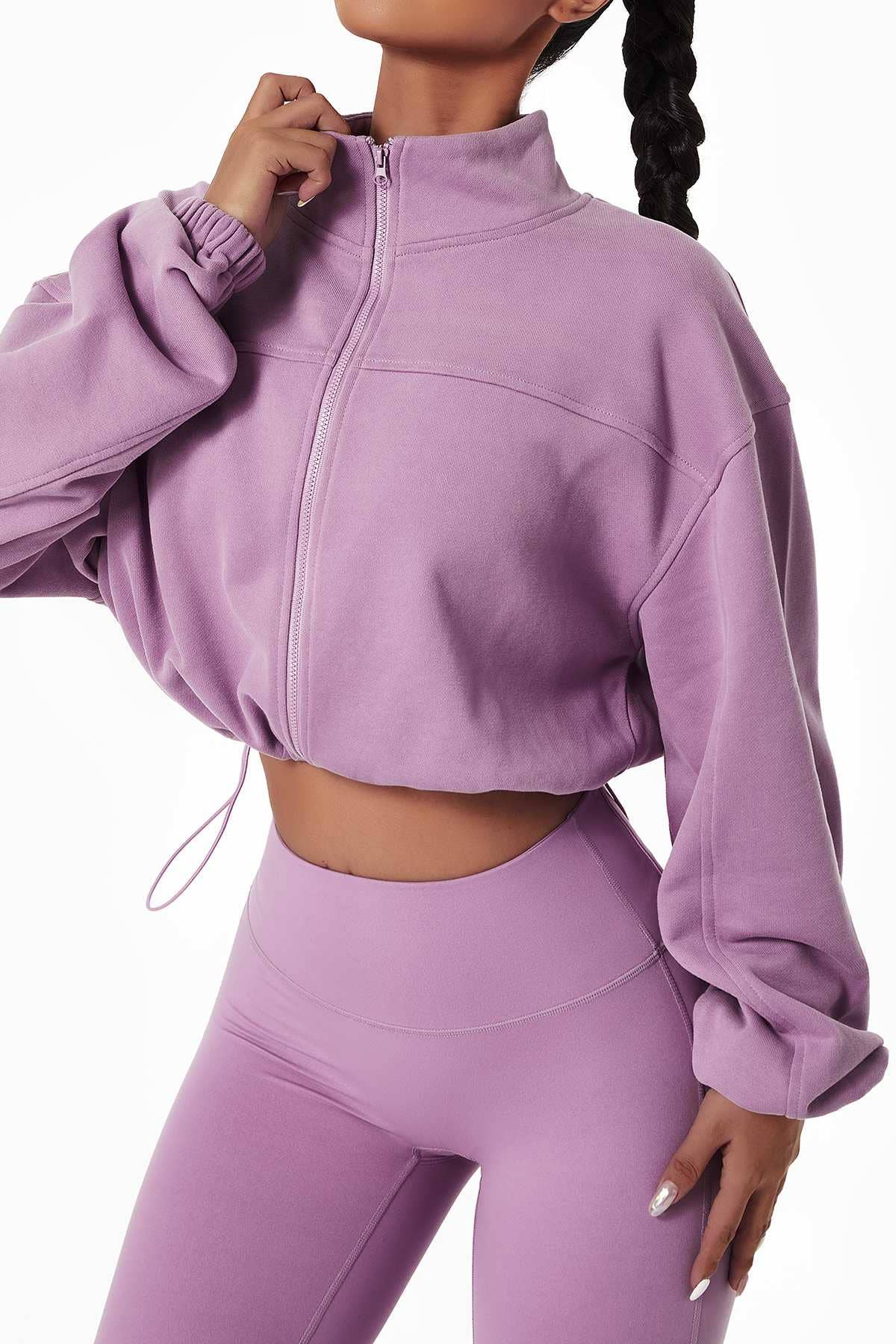 Full-Zip Cropped Sweatshirt