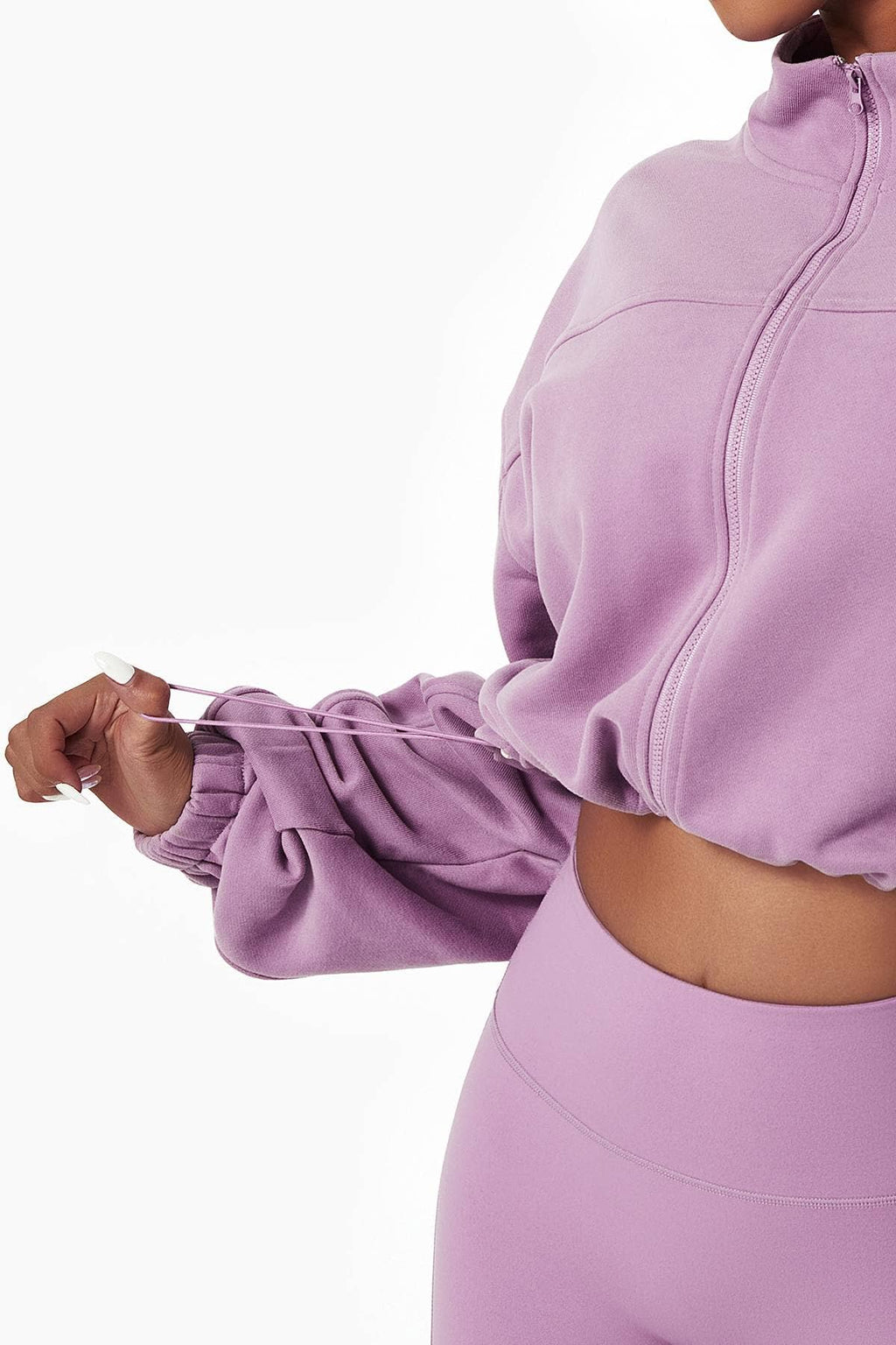 Full-Zip Cropped Sweatshirt